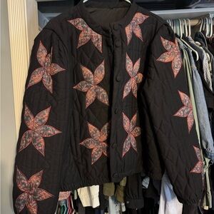 Floral Quilted Black Jacket